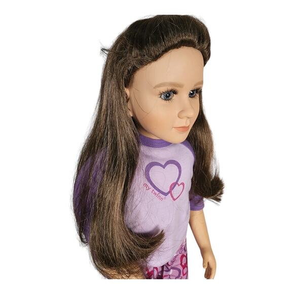 My Twinn 24" Doll 2002 Wearing PJs Poseable Long Dark Brown Hair Blue Eyes - Picture 4 of 16